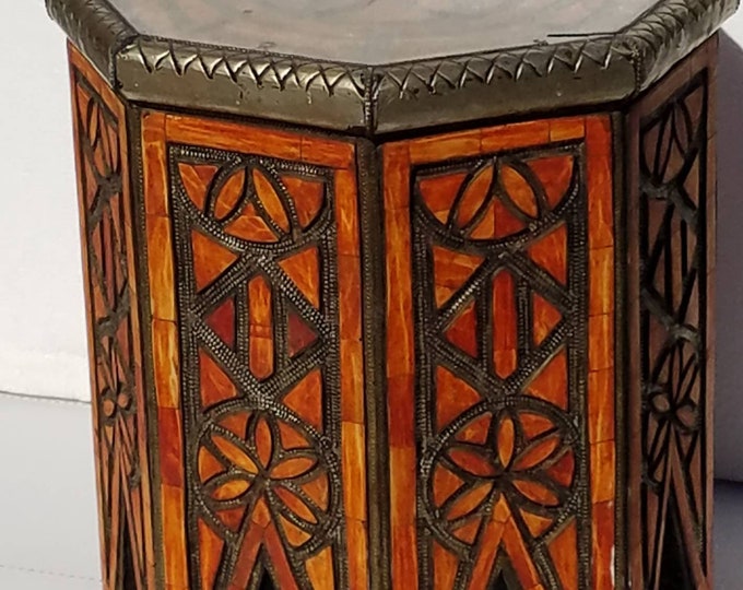 Great vintage orange camel bone inlay moroccan wooden table for living room bedroom indoor ethnic tribal artwork furniture unique home decor