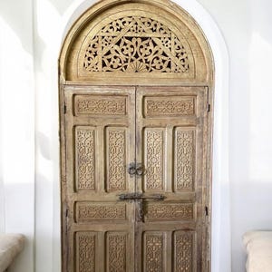 Antique arch double door panels Moorish carved riad door handmade indoor exterior door bedroom architectural old riad door
