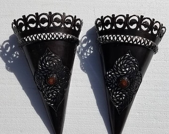 A pair of metal sconces handmade metal wall hanging lamp moroccan unique lighting great for bedroom or living room