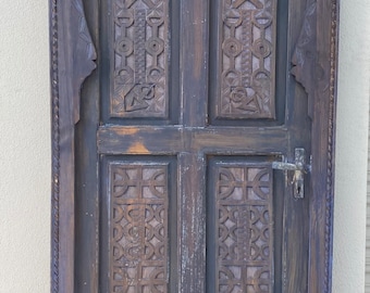 One of a kind old berber touareg moroccan Vintage bedroom door hand carved indoor handmade  bedroom wooden door