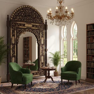 Handmade Moroccan Inlay Camel Bone Mirror, Moorish Design