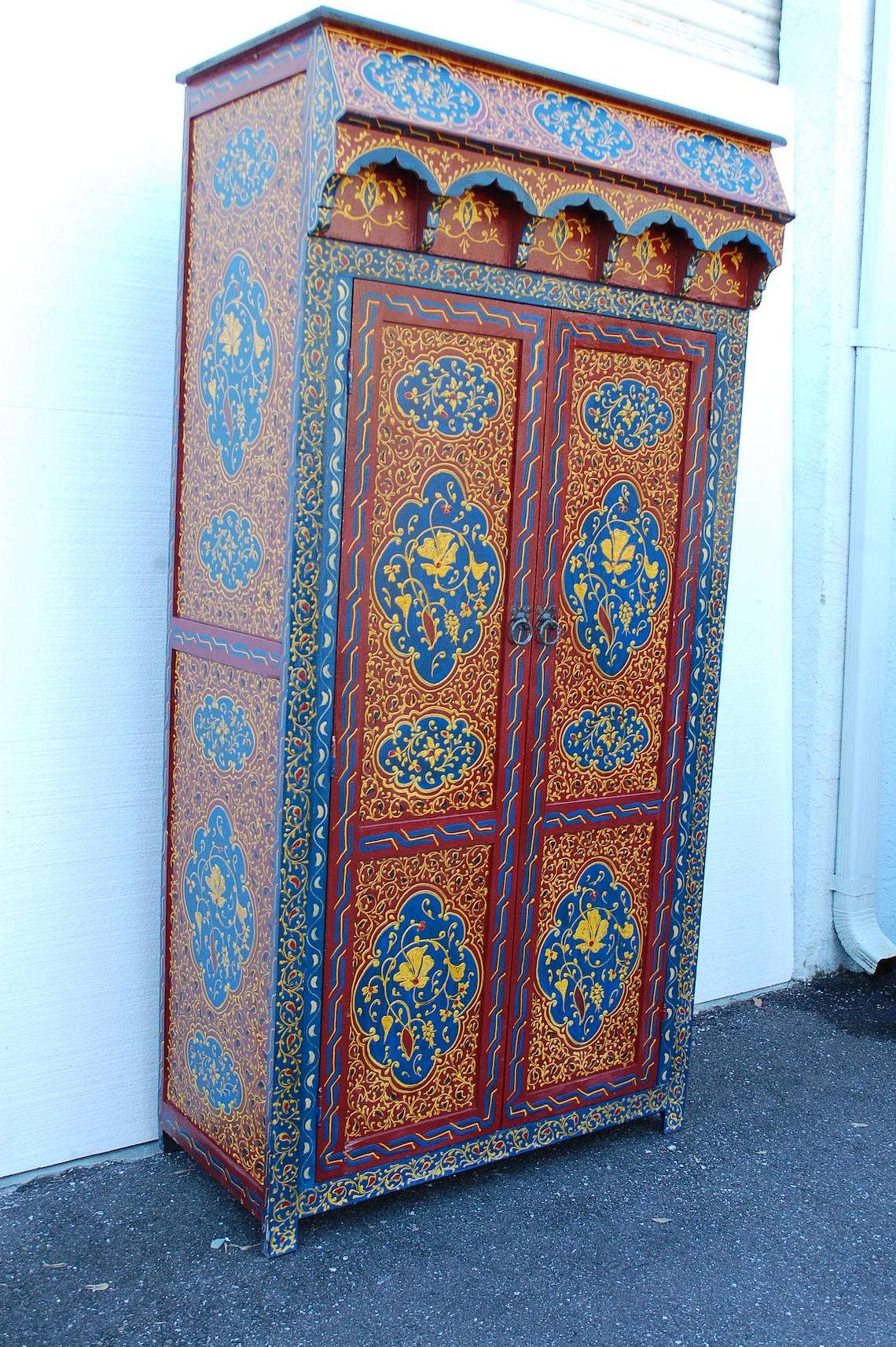 Large Vintage Moroccan Hand Painted Armoire Moorish Bedroom Etsy