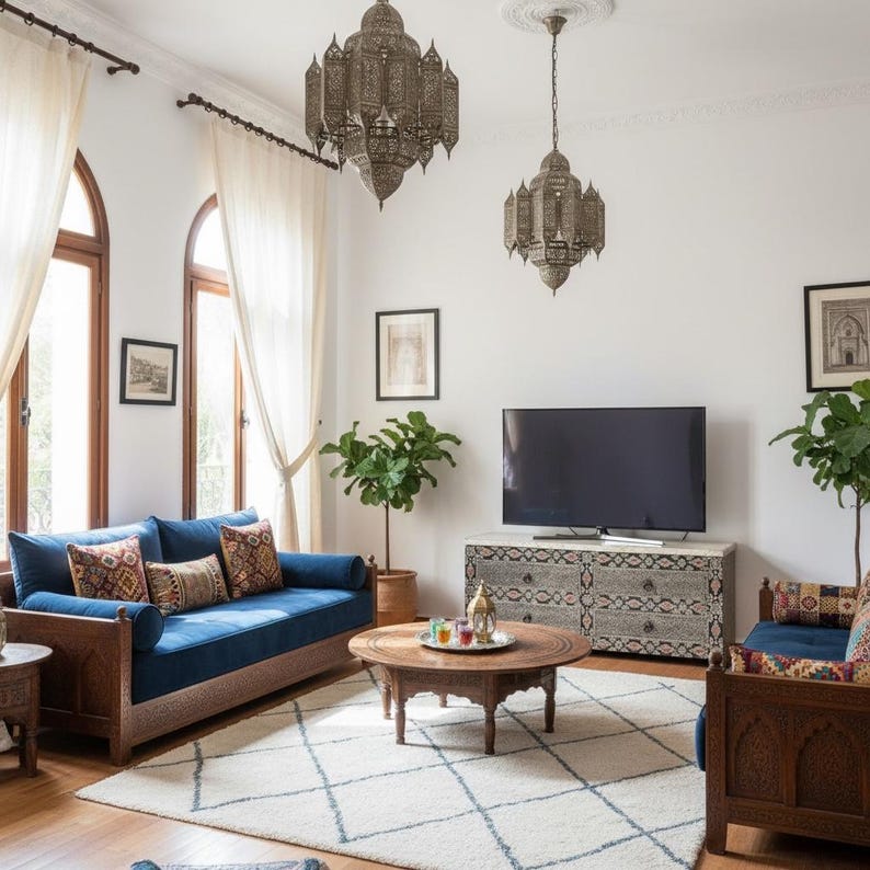 Handmade Moroccan Silver Metal Cabinet: Bedroom Living Room Buffet image 1