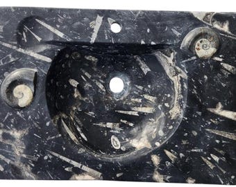Black olive fossil marble sink moroccan sahara fossil vessel desert  fossil basin sink
