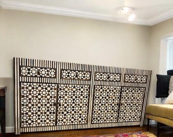Mosaic andalusian thuya wood and resin Inlay moroccan furniture Unique  cabinet moorish dresser buffet bedroom living room bed