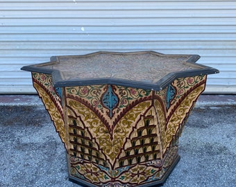 Moorish Vintage star painted table, moroccan table, living room bedroom middle eastern sultan palace furniture