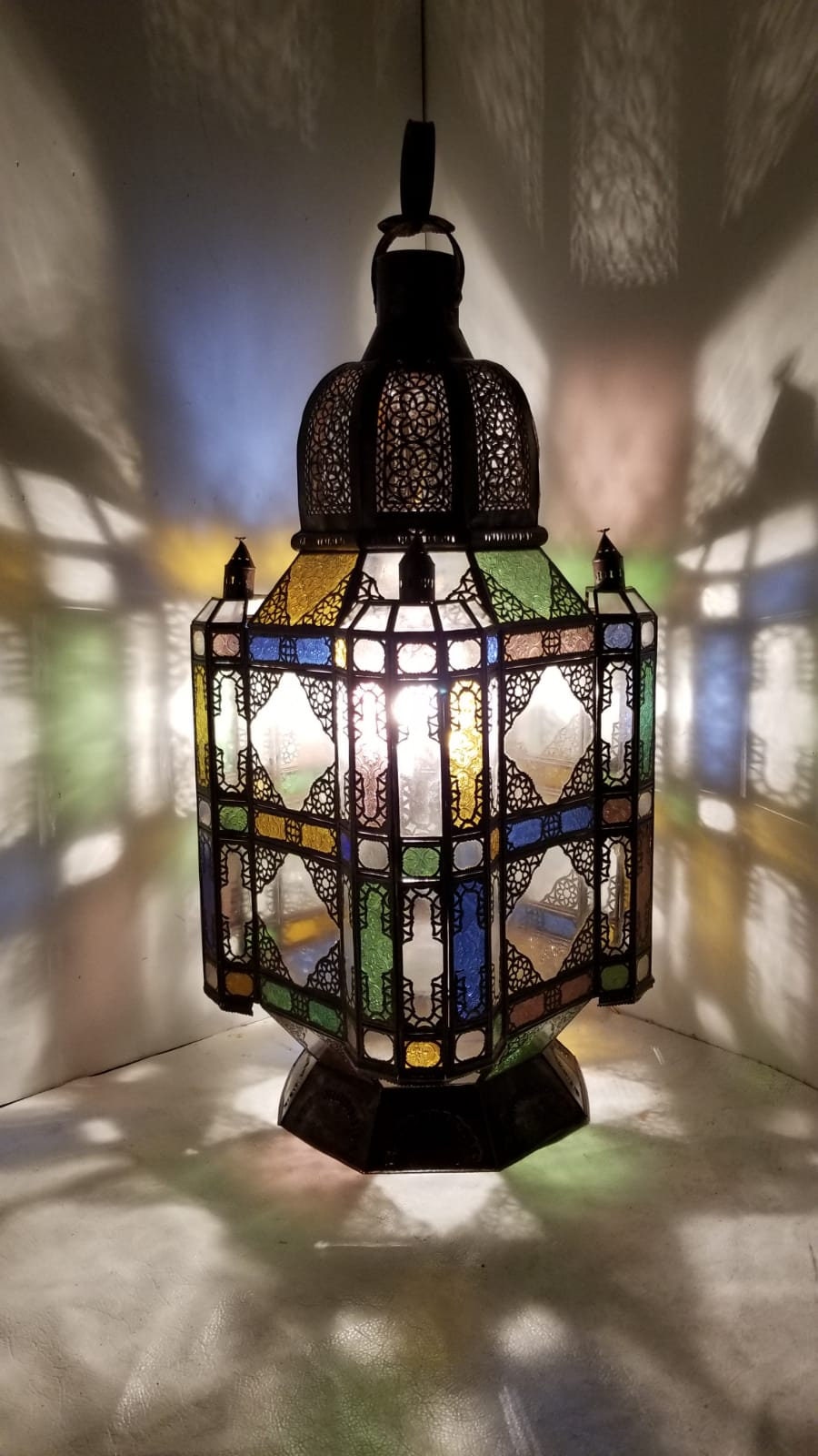 iHcrafts Moroccan Style Electric-Lantern LED Light Black Temple