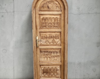 Vintage Moroccan Carved Door, Archway Riad Entrance, Handmade