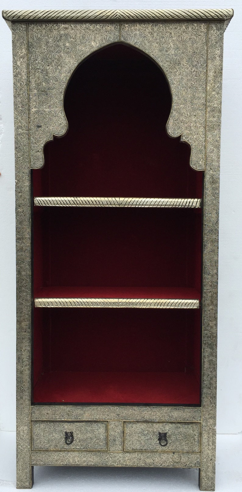 Silver Bookshelf Upholstered Handmade Moroccan Bookshelf Moroccan