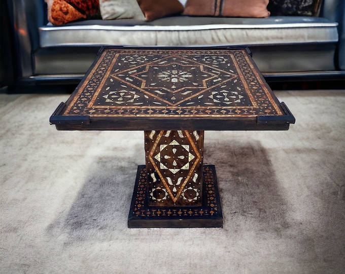 Touareg vintage inlaid camel bone table living room moroccan table berber wooden wedding table ethnic nomad home decor moroccan furniture