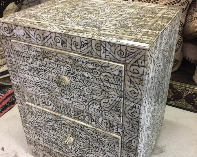 Unique handmade chest of drawers moroccan bone inlay nightstand harem sultan bedroom furniture nightstand cabinet