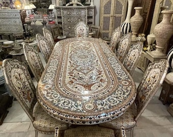 Royal abalone middle eastern mother of pearl dining room set