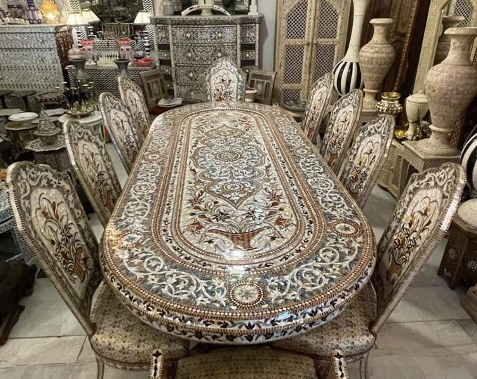 Royal abalone middle eastern mother of pearl dining room set