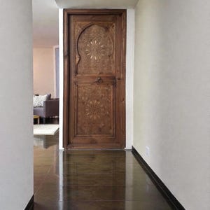 Hand Carved Moroccan Door - Moorish Architectural Woodwork, 79" x 35" image 2