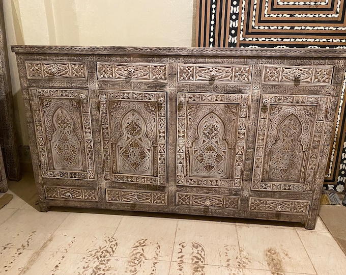 Featured listing image: wooden handmade cabinet eight drawers. This is the missing piece for your bedroom or living room  african moorish dresser moroccan furniture
