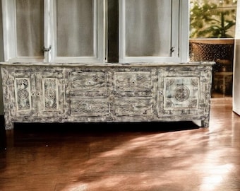 Great 7ft 2 One of a kind vintage african cabinet for bedroom, ethnic tv zebra cabinet moorish dresser, buffet moroccan furniture