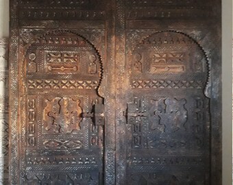 Unique african door one of a kind old ethnic sahara bedroom double panels wall decor or headboard bed casbah nomad entry door