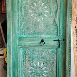 Interior and exterior Moroccan vintage andalusian door carved indoor outdoor for bedroom architectural wood door for harem hamam room