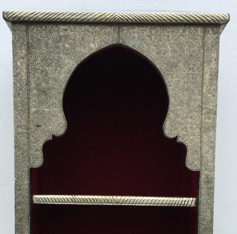 Silver Bookshelf Upholstered Handmade Moroccan Bookshelf Moroccan