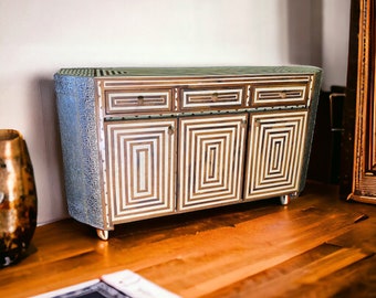 Handmade silver metal moroccan buffet bedroom furniture bone and resin cabinet moorish dresser bedroom living room bed