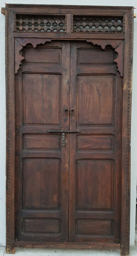 Antique Moorish Old Riad Door Handmade In Morocco Cedar Wooden Etsy