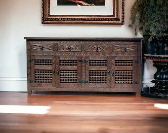 Gorgeous Handmade  mousharabia lattice artwork moorish wooden credenza moroccan buffet or cabinet for bedroom furniture