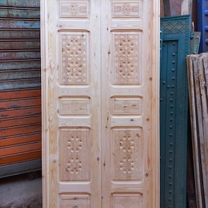 Wooden andalusian Moorish double bedroom door panels hand carved indoor handmade bedroom Moroccan bedroom wooden closet door