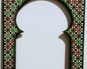Vintage Moroccan moorish mosaic tile  indor fireplace mural unique add to any livingroom handcrafted by artisans hand chiseled clay tiles