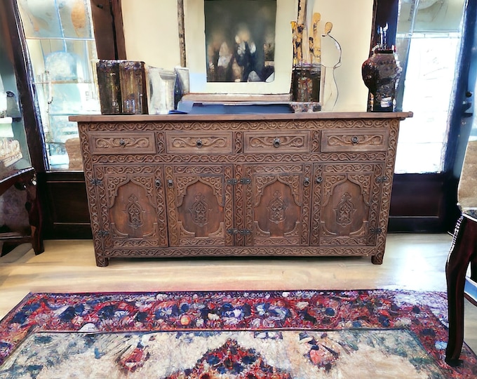 Unique Handmade  moorish wooden credenza moroccan buffet or cabinet for your bedroom furniture with moroccan lattice artwor