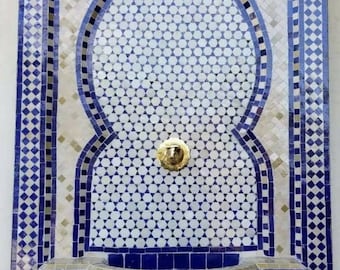 Moorish Handmade mosaic tile fountain spanish water garden moroccan fountain art geometry hand cut tile indoor outdoor with jewish star tile