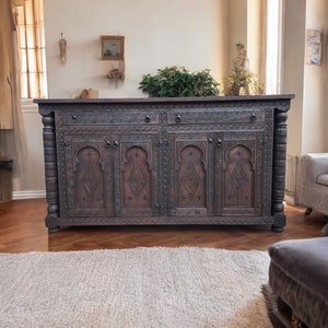 One of a Kind Handmade African Carved Wooden Cabinet Vintage One of a Kind Handmade African Carved Wooden Cabinet Vintage