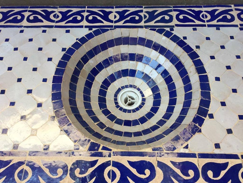 Palacio morisco azul y blanco hecho a mano mosaico azulejo | Etsy