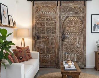 Vintage sliding barn door style, Moroccan Touareg Door panels