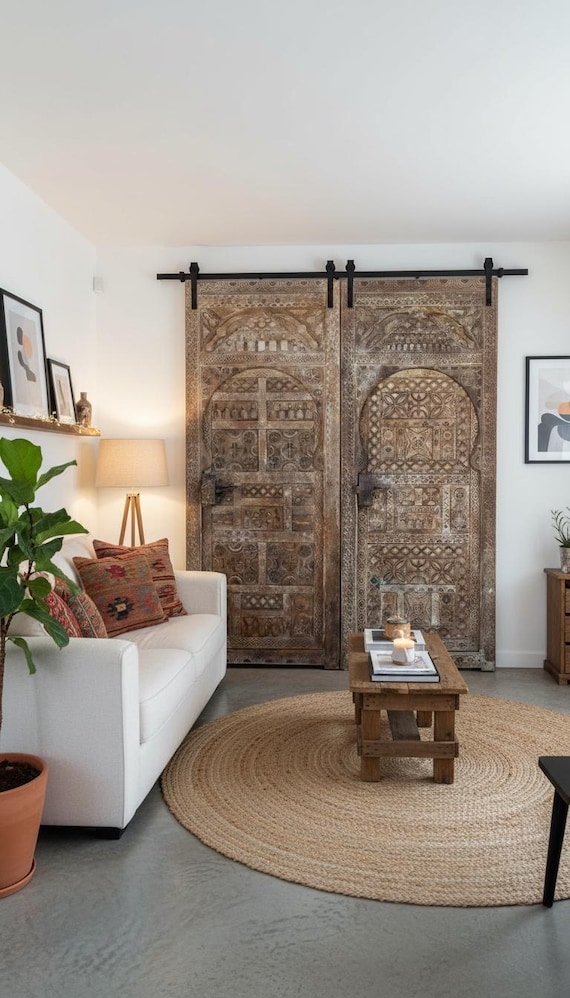 Vintage Sliding Barn Door Style, Moroccan Touareg Door Panels - Etsy