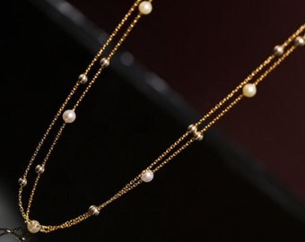 Two Layer Pearl Necklace - Etsy