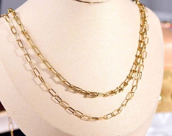 Italy Craft Cable Style Gold Chain 18k Yellow Gold Necklace, Jewelry Tool