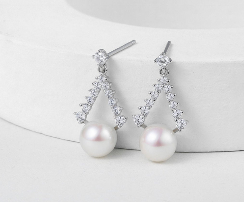 Tree Shape Pearl Earrings White Pink Pearl 925 Silver White - Etsy UK