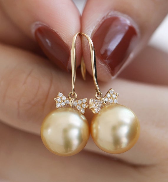 Golden south sea pearl best sale earrings