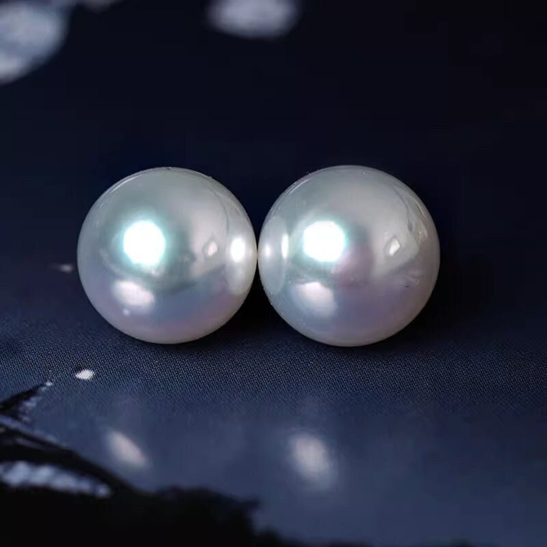 Geniune Huge South Sea White Pearl Stud Earrings, 18K Solid White Gold Earrings, Australia White