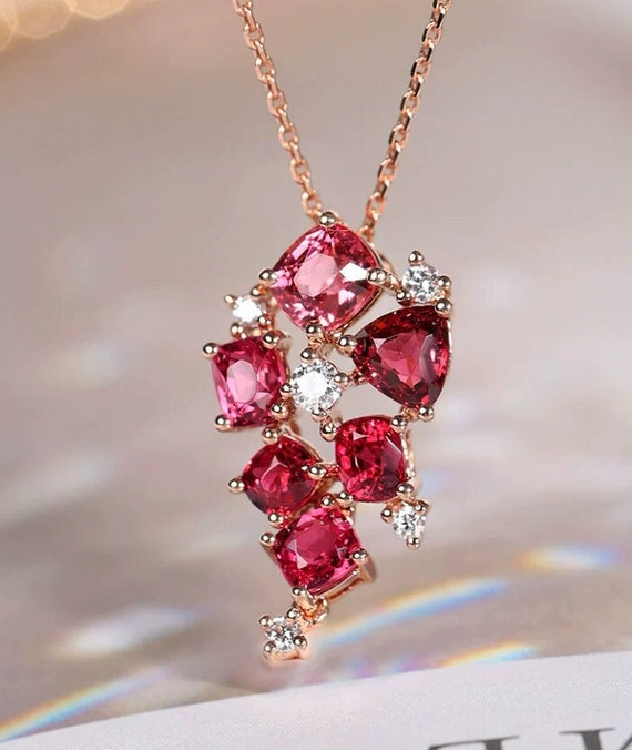 Small Argyle Spinel and Diamond Necklace