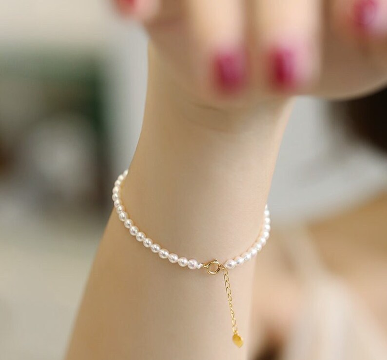 34mm Natural Freshwater Baby Pearl Bracelets Handmade 18k Etsy