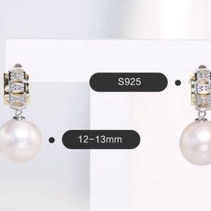 13mm Natural High Luster Pearl Earrings, Silver 925 Handmade Carved Earrings, Freshwater Pearl Earrings, White Pink Pearl, Gift Idea image 7