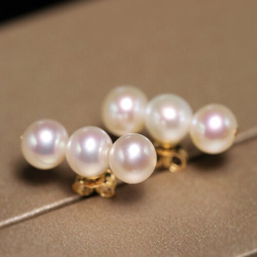 5-6mm Natural High shops Luster White Pearl Earrings Handmade 14k Yellow Gold Filled White Beaded Pearl Stud Earrings, Gift Idea, Anniversary Idea