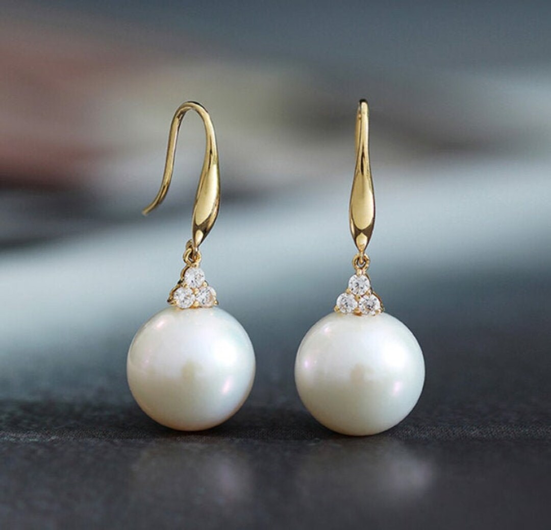 Ohrstecker Mit Echter 10 Mm Südsee-Perle In Weiß - 14k Gold, Schraubverschluss, Natürlicher Schmuck
