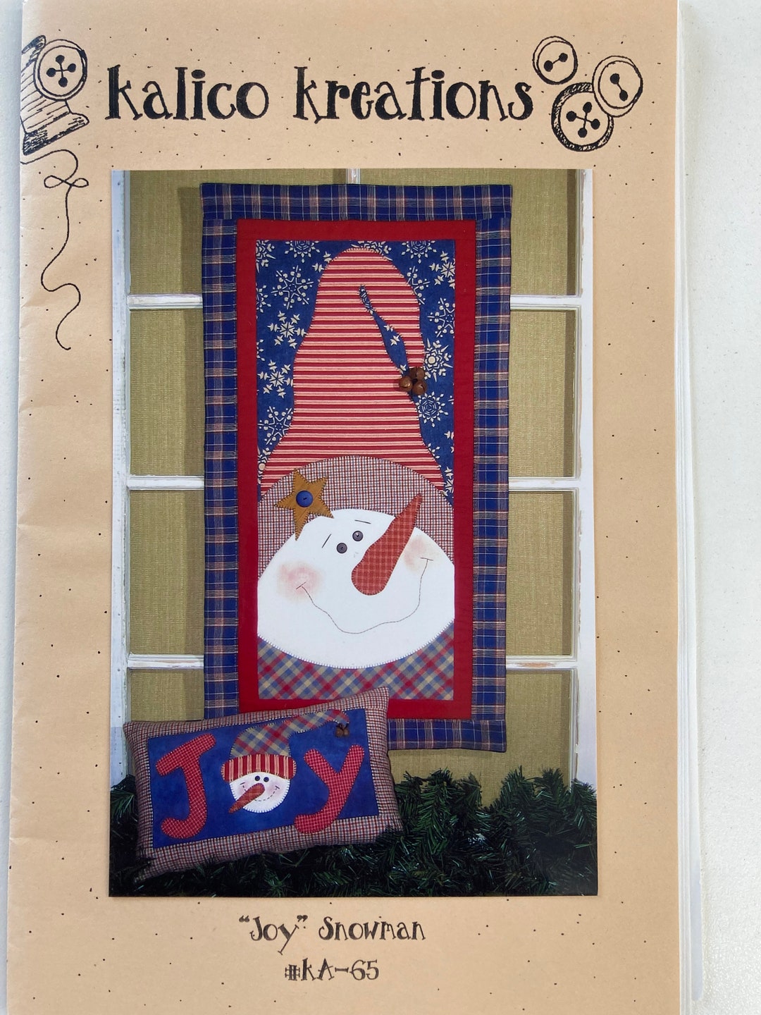 Quilt Pattern Joy Snowman KA65 by Kalico Kreations Size 16 Etsy