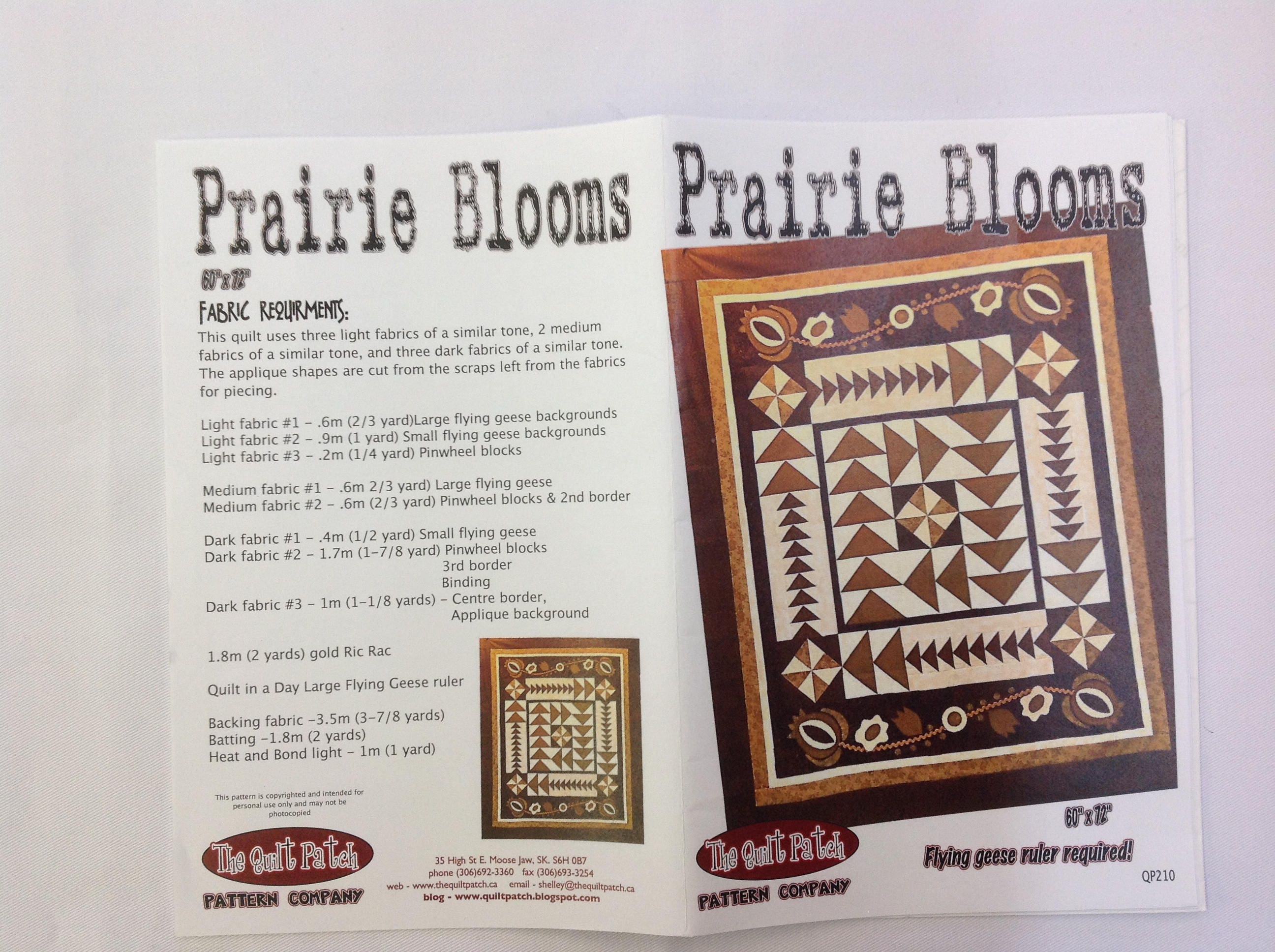 Quilt Pattern-hard Copy Pattern Prairie Blooms Quilt 