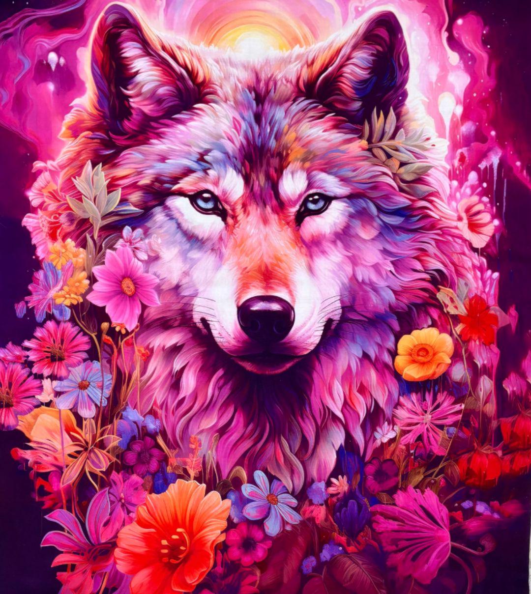 Panneau De Tissu Loup 4 Panneaux - Loups Dans La Nature - Neuf