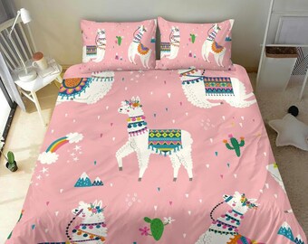 BOLIMAO 3 Pieces Alpaca Llama Cactus Cute Cartoon Lama Duvet Cover Set King Size Breathable Bedding Sets Room Decor for Adult Women Men Teens 1 Duvet Cover + 2 Pillowcases BOLIMAO 3 Pieces Alpaca Llama Cactus Cute Cartoon Lama Duvet Cover Set King Size Breathable Bedding Sets Room Decor for Adult Women Men Teens 1 Duvet Cover + 2 Pillowcases
