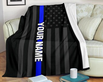 Police blanket-cop blanket-sheriff blanket-minky blanket-baby shower gift-birthday gift-flag blanket-blue line gifts-back the blue gift