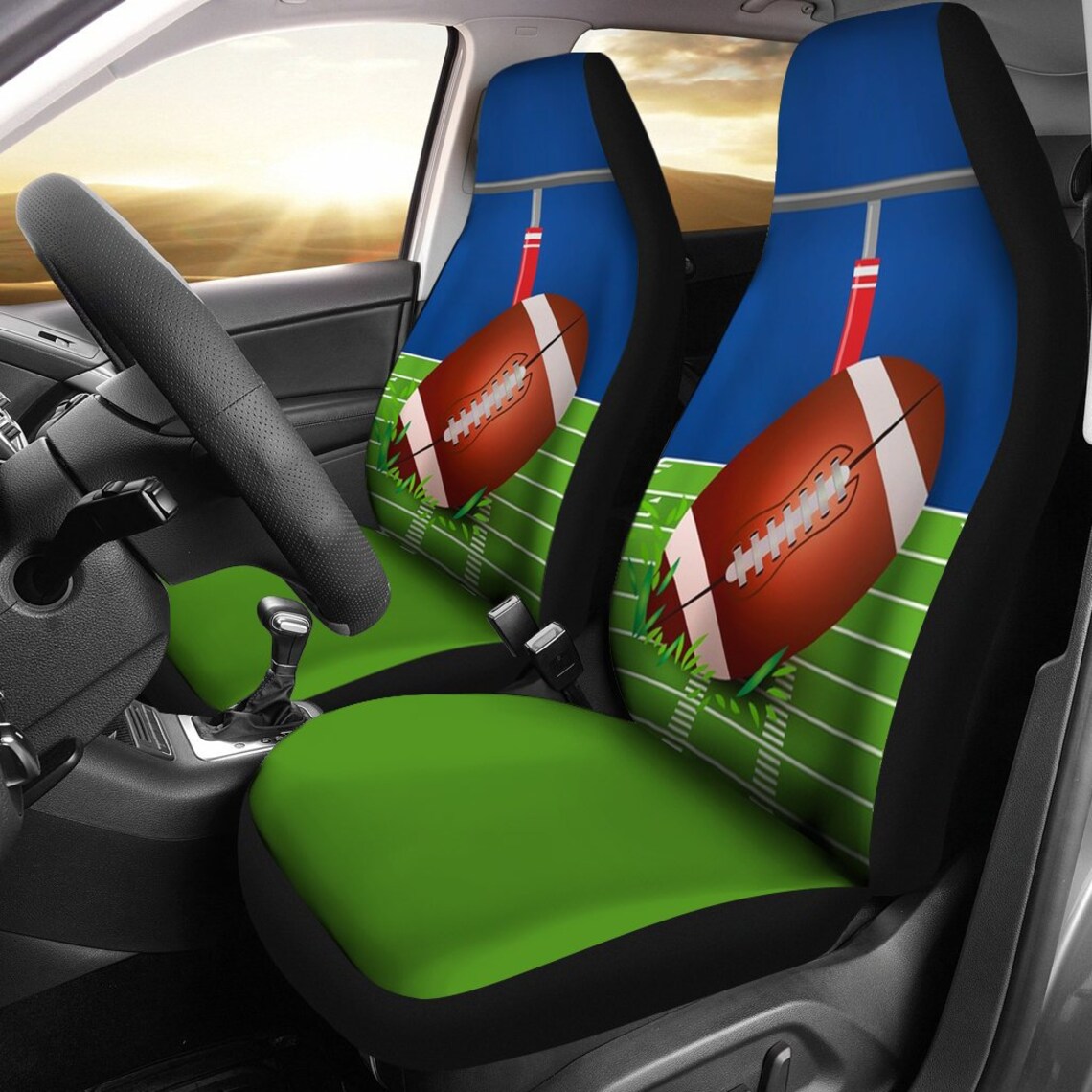 Football American Car Seat Covers Set Of 2 Universal Front Etsy